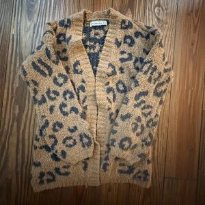 Abercrombie & Fitch Tan and Black Leopard-Print Open Cardigan